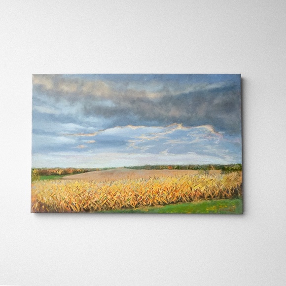Maucotel Other - Oil painting, landscape "Champs de maïs , Alexandria"  20"x30"